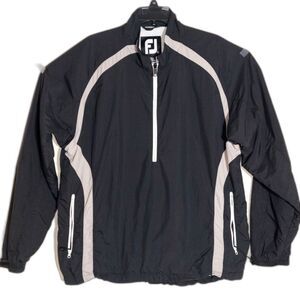 EUC FootJoy Men's Sport Golf 1/2 Half Zip Windshirt Jacket Black White Size L